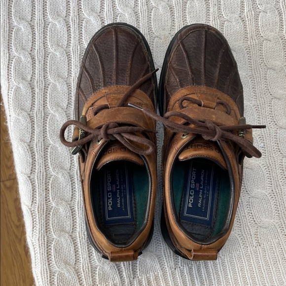 Ralph Lauren Polo Sport Dover III Duck Ankle Boots Two-Tone Brown Leather 7B - Picture 5 of 13